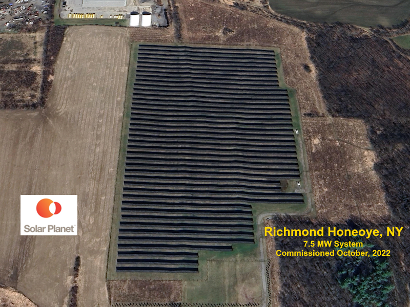Richmond Honeoye, NY - 7.5 MW system Commissioned October 2022